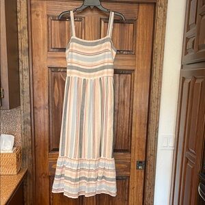Olivia GREY Striped Summer Midi Dress in Multi-Color medium